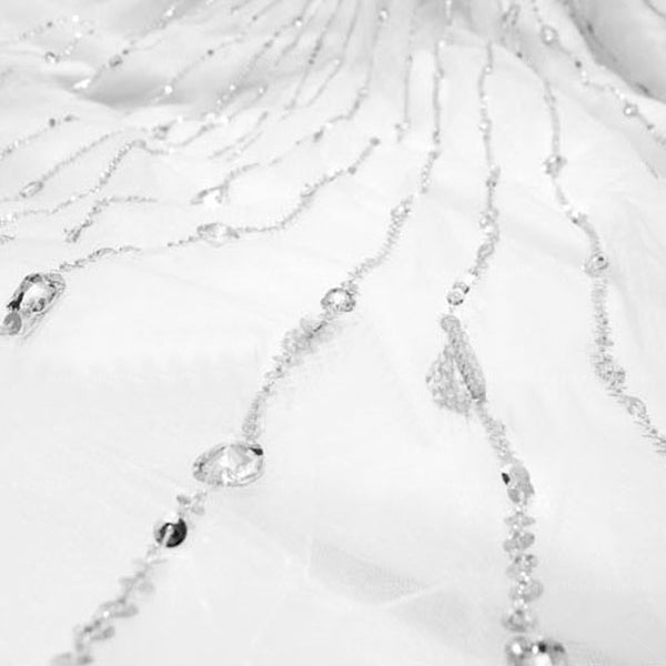 Glitter White Mermaid Wedding Dresses Crystal Cathedral Train Lebanon Strapless China Bride Bridal Gowns Real Photo Bead
