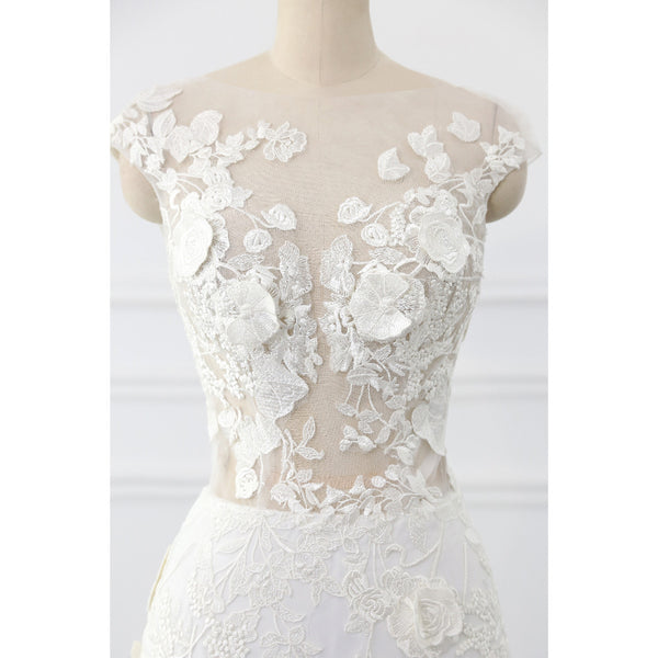 Vintage Mermaid Lace Appliques Sexy Back Bride Dresses