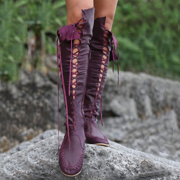 Autumn Winter Women Boots Sexy Ladies Lace Up Fashion Boots Size Sexy Thigh High Boots For Women Western Style