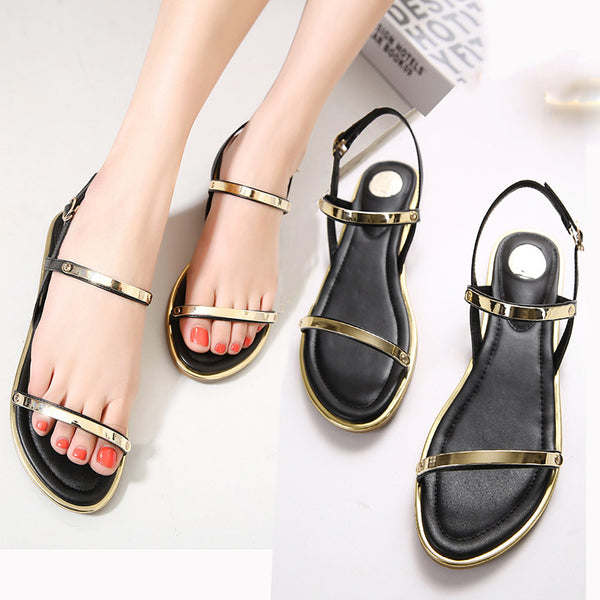 Comfortable Ankle Strap Flat Casual Sandals Women High Quality Buckle Strap Sandals
