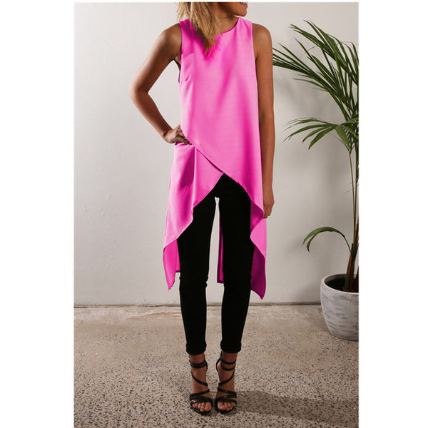 Summer Blouses Off Shoulder Tops Long Women's Shirts Causal Sleeveless O-Neck Chiffon Blouse Vintage Lady Shirt