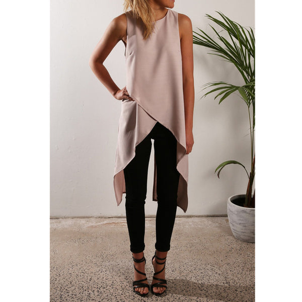 Summer Blouses Off Shoulder Tops Long Women's Shirts Causal Sleeveless O-Neck Chiffon Blouse Vintage Lady Shirt