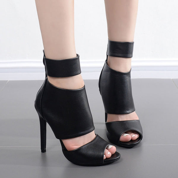 Cut-out Open Toe High-heeled Shoes Woman Sandals Sexy Dress Shoes