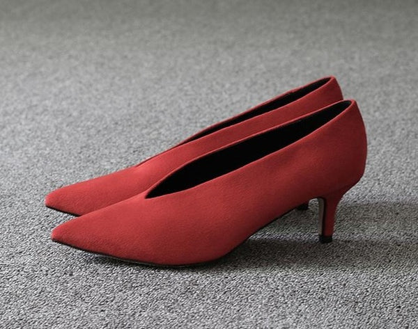 Pointed Toe Thin Heel Woman Shoes Deep V Design Lady Fashion Shoes Elegant Women Shoes