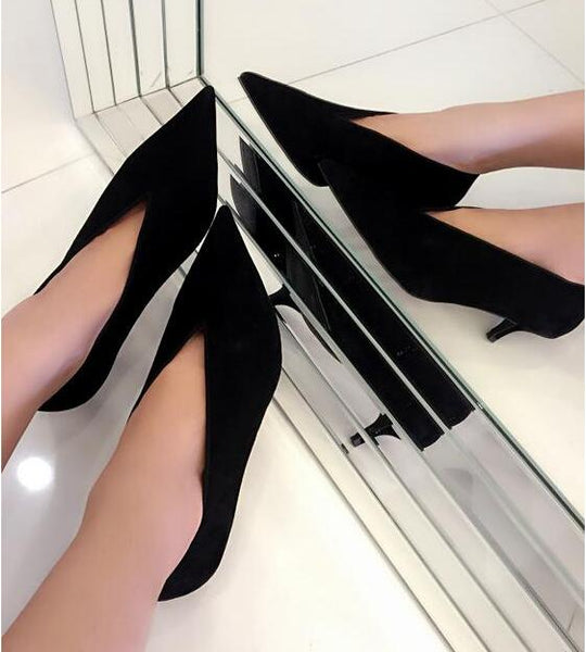 Pointed Toe Thin Heel Woman Shoes Deep V Design Lady Fashion Shoes Elegant Women Shoes