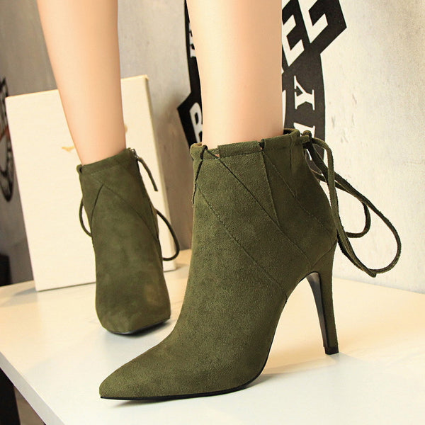 Women Elegant Women Boots Shoes Ankle Boots Pointed Toe Sexy Thin Heels Boots Women's Pumps