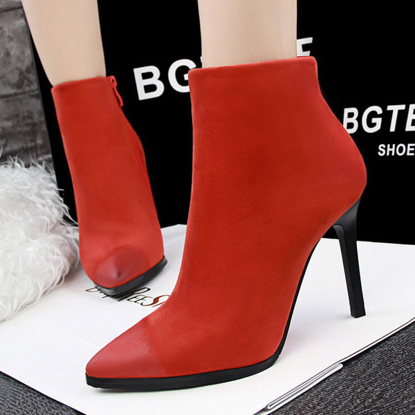 Women Elegant Women Boots Shoes Ankle Boots Pointed Toe Sexy Thin Heels Boots Women's Pumps