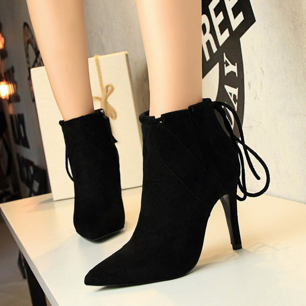 Women Elegant Women Boots Shoes Ankle Boots Pointed Toe Sexy Thin Heels Boots Women's Pumps