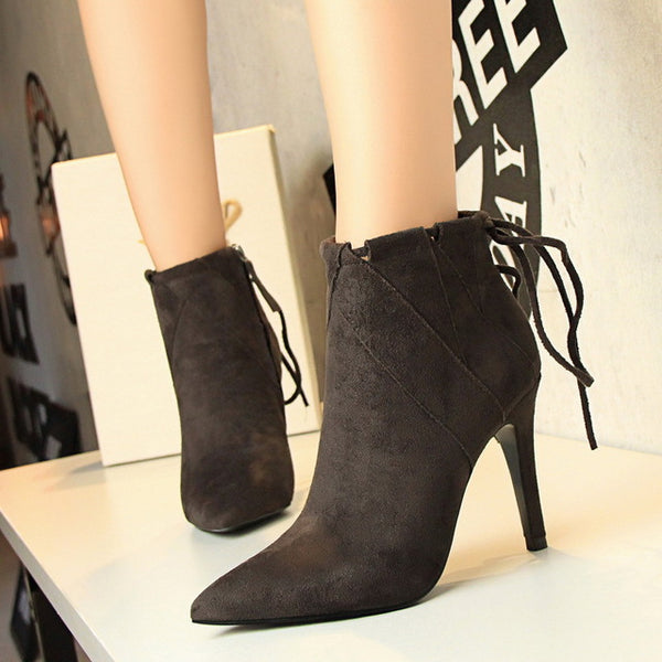 Women Elegant Women Boots Shoes Ankle Boots Pointed Toe Sexy Thin Heels Boots Women's Pumps