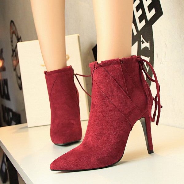 Women Elegant Women Boots Shoes Ankle Boots Pointed Toe Sexy Thin Heels Boots Women's Pumps