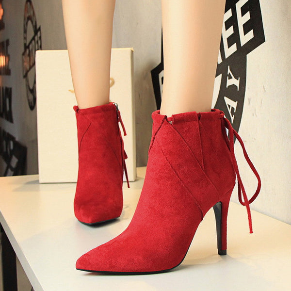 Women Elegant Women Boots Shoes Ankle Boots Pointed Toe Sexy Thin Heels Boots Women's Pumps