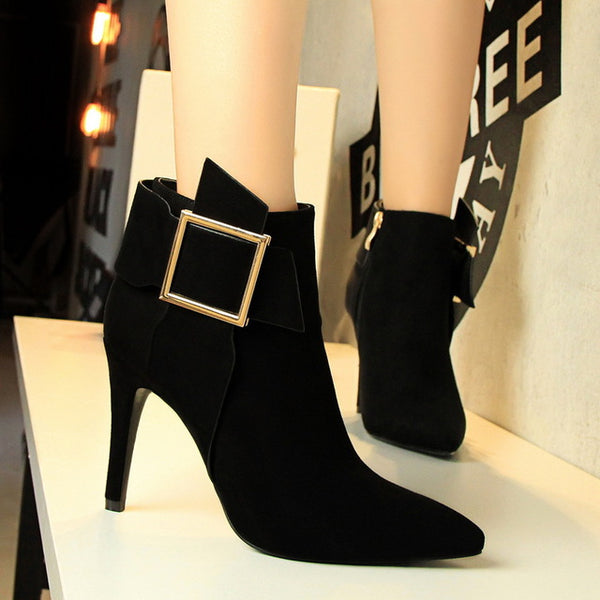 Women Elegant Women Boots Shoes Ankle Boots Pointed Toe Sexy Thin Heels Boots Women's Pumps