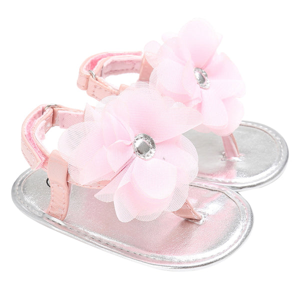 Baby Summer Flower Shoes Newborn Girls Princess Sandals Shoes Moccasins Pink&Yellow Kids Slippers Prewalkers For 0-24M Kid Girls