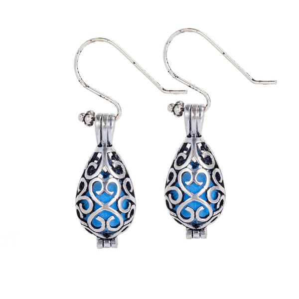 Antique Silver Aroma Pendant Essential Oil Hollow Earring