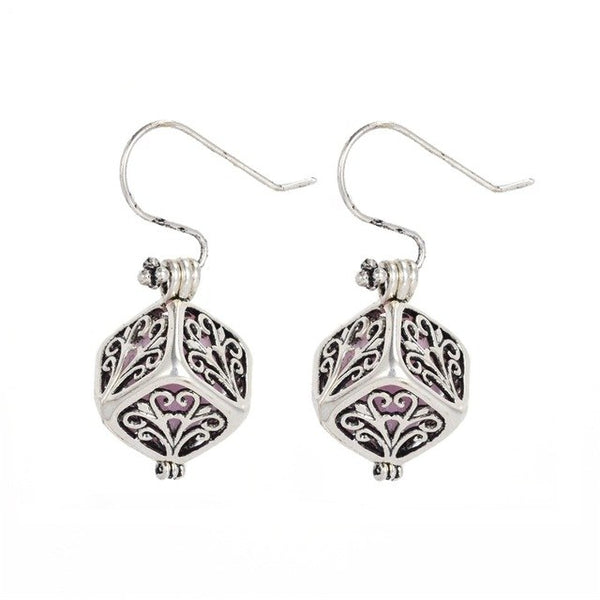 Antique Silver Aroma Pendant Essential Oil Hollow Earring