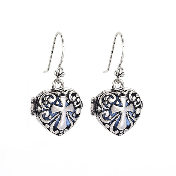 Antique Silver Aroma Pendant Essential Oil Hollow Earring
