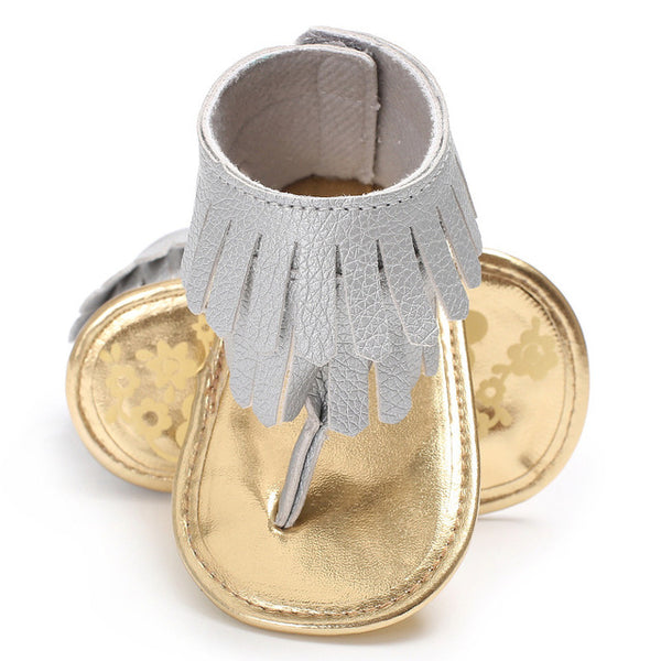 Newborn Summer 17 colors New T style PU Leather sandals Double Tassel Baby Moccasins Anti-slip Baby Infant Girls Sandals