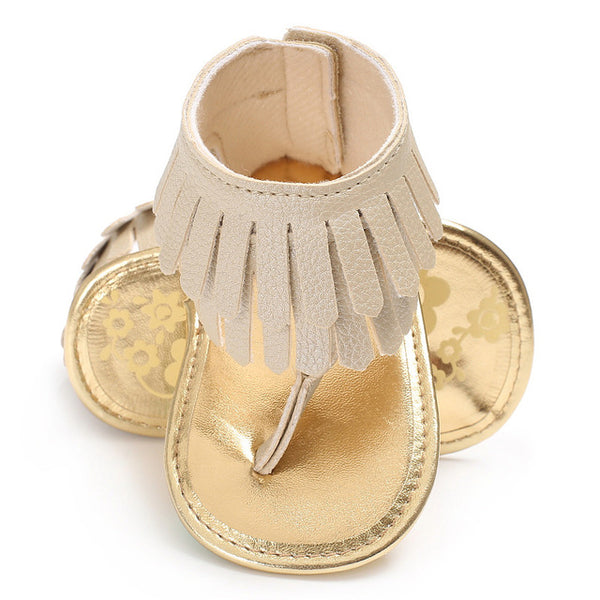 Newborn Summer 17 colors New T style PU Leather sandals Double Tassel Baby Moccasins Anti-slip Baby Infant Girls Sandals