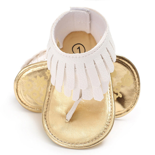 Newborn Summer 17 colors New T style PU Leather sandals Double Tassel Baby Moccasins Anti-slip Baby Infant Girls Sandals