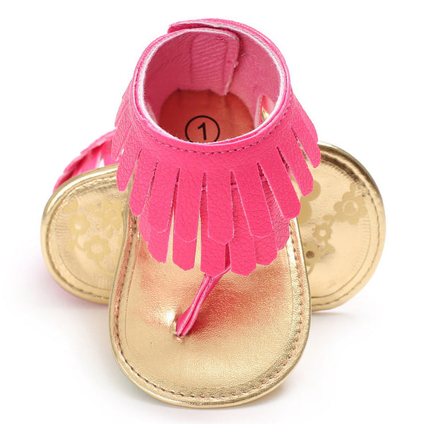 Newborn Summer 17 colors New T style PU Leather sandals Double Tassel Baby Moccasins Anti-slip Baby Infant Girls Sandals