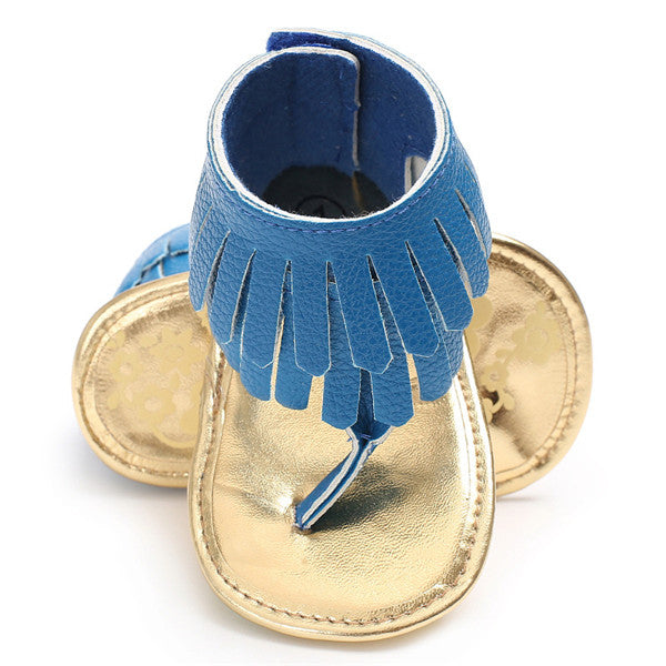 Newborn Summer 17 colors New T style PU Leather sandals Double Tassel Baby Moccasins Anti-slip Baby Infant Girls Sandals