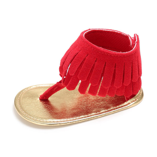 Newborn Summer 17 colors New T style PU Leather sandals Double Tassel Baby Moccasins Anti-slip Baby Infant Girls Sandals