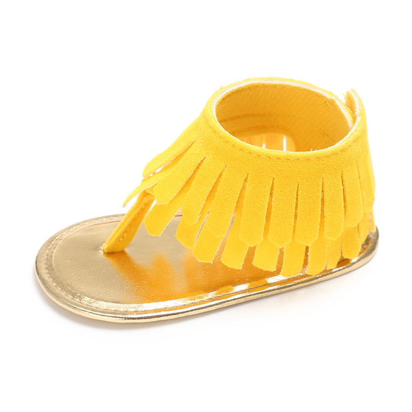 Newborn Summer 17 colors New T style PU Leather sandals Double Tassel Baby Moccasins Anti-slip Baby Infant Girls Sandals