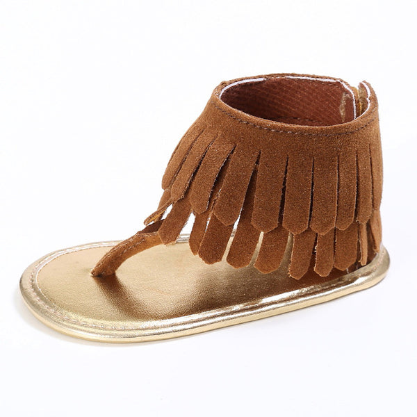 Newborn Summer 17 colors New T style PU Leather sandals Double Tassel Baby Moccasins Anti-slip Baby Infant Girls Sandals