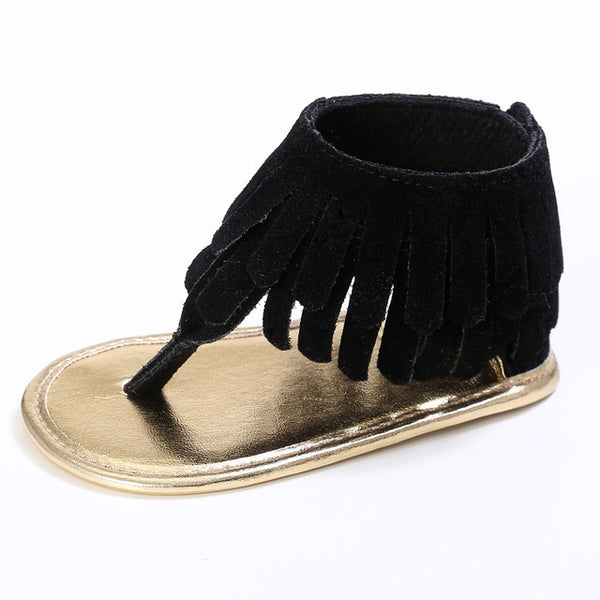 Newborn Summer 17 colors New T style PU Leather sandals Double Tassel Baby Moccasins Anti-slip Baby Infant Girls Sandals