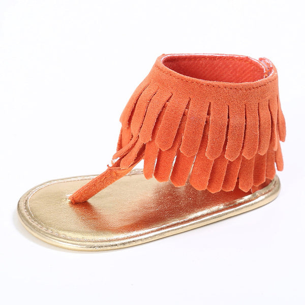 Newborn Summer 17 colors New T style PU Leather sandals Double Tassel Baby Moccasins Anti-slip Baby Infant Girls Sandals