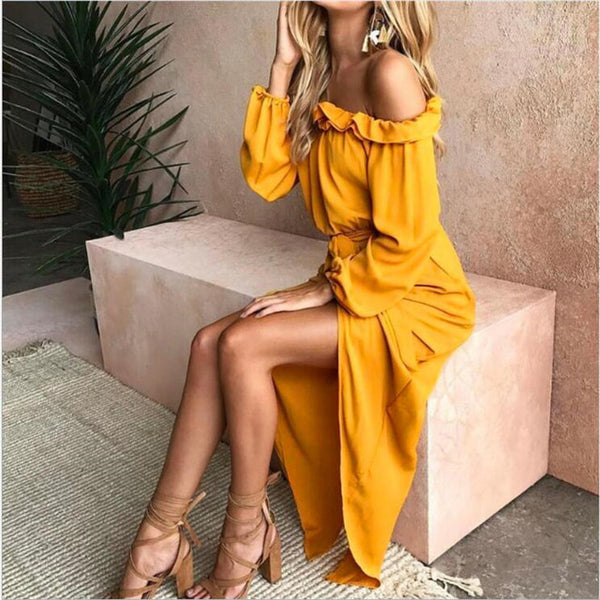 Womens Summer Fashion Casual Ruffles Strapless Dress