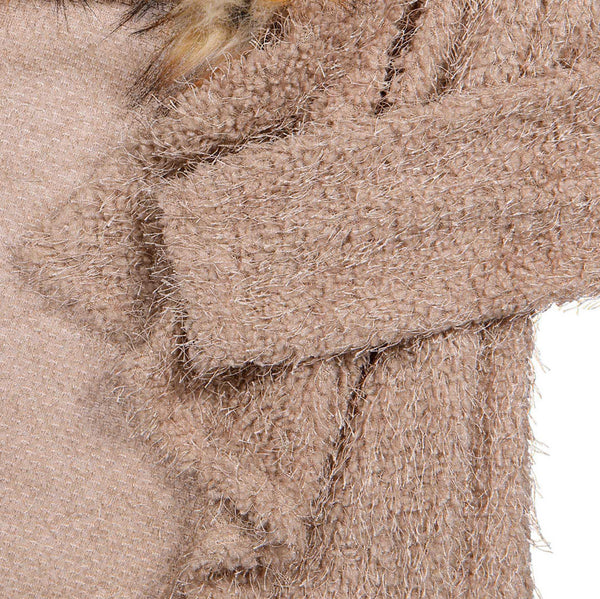 Fashion Luxury Women Knit Faux Fur Long Sleeve Coat Tops Cardigan Sweaters Parka Outerwear Ladies Spring Coat