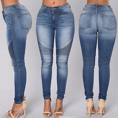 Autumn Sexy Women Denim Skinny Pants High Waist Stretch Jeans Slim Pencil Trousers