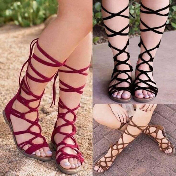 Women Bohemian Casual Open Toe Lace Up Gladiator Sandal Shoes