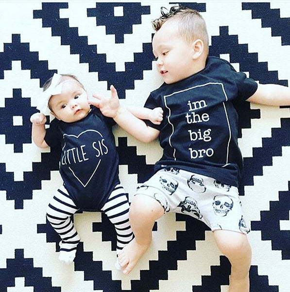 Baby Boys & Girls Big Bro Sister TShirt Top Summer Short Sleeve Casual Child Tops Shirt
