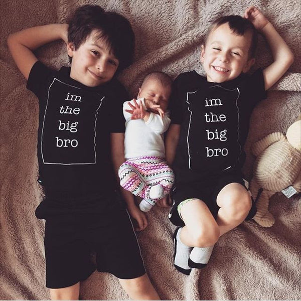 Baby Boys & Girls Big Bro Sister TShirt Top Summer Short Sleeve Casual Child Tops Shirt