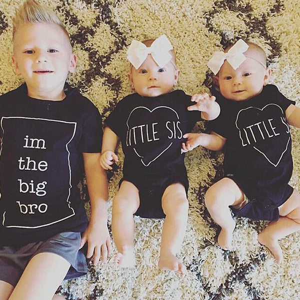 Baby Boys & Girls Big Bro Sister TShirt Top Summer Short Sleeve Casual Child Tops Shirt