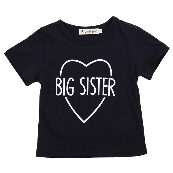 Baby Boys & Girls Big Bro Sister TShirt Top Summer Short Sleeve Casual Child Tops Shirt