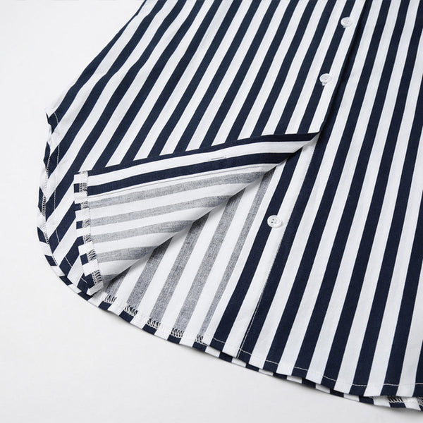 Fashion Women Sexy Tops Off Shoulder Long Sleeve Vertical Stripe Shirt Vintage Ladies Loose Casual Blouse