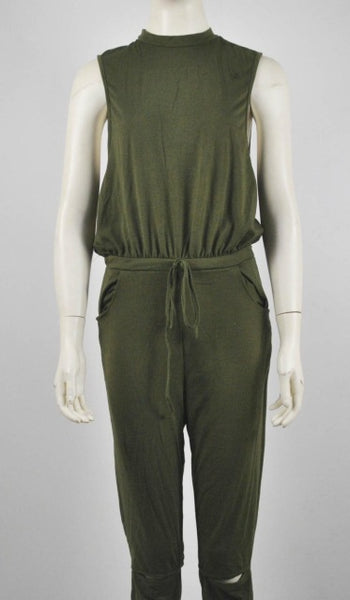 Sexy Women Jumpsuits Sleeveless Drawstring Hollowed-out Sexy Jumpsuits