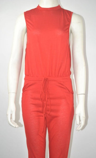 Sexy Women Jumpsuits Sleeveless Drawstring Hollowed-out Sexy Jumpsuits