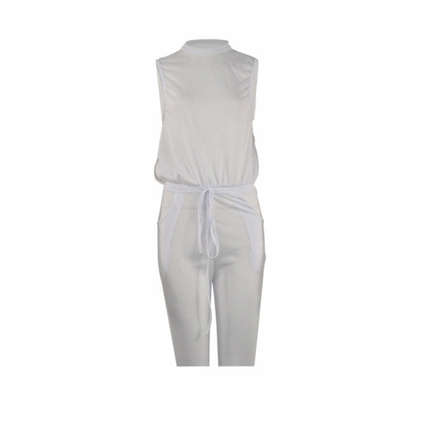 Sexy Women Jumpsuits Sleeveless Drawstring Hollowed-out Sexy Jumpsuits