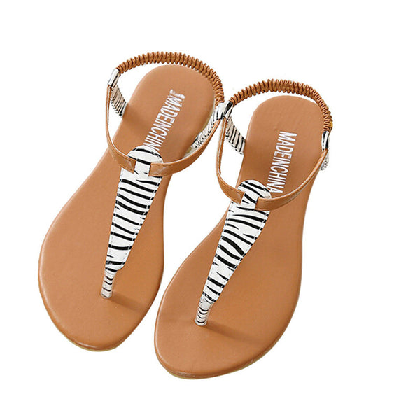 Women Fashion Summer Flat Flip Flops Sandals Leopard Bohemia Shoes