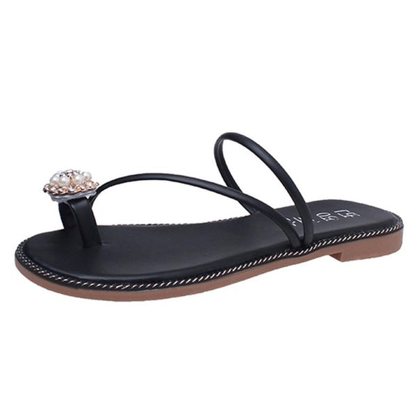 Women Summer Rhinestone Shoes Peep-toe Low Shoes Roman Sandals Ladies Flip Flops Women Slipper Shoes