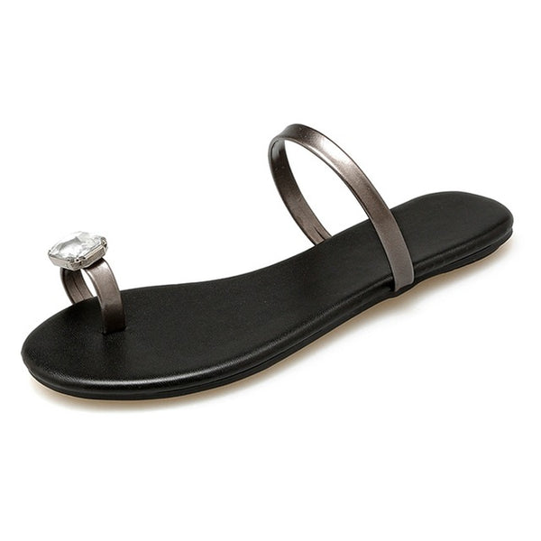 Crystal Rhinestone Women Flats Summer Sandals Fashion Flip Flops