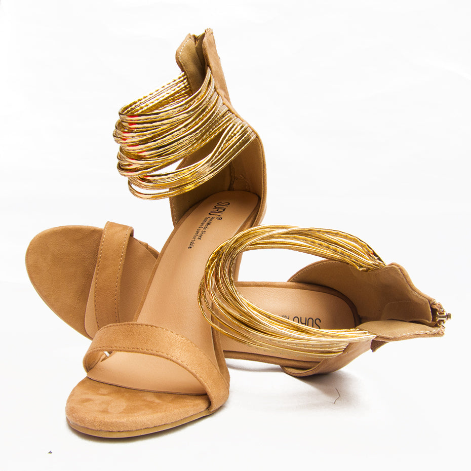 Fergie Strappy Heel (Gold) - 11 / Gold | Strappy heels, Silver heels, Tan strappy  heels