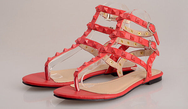 Rome Sandals Fashion Rivet Flats Shoes Woman Sandals
