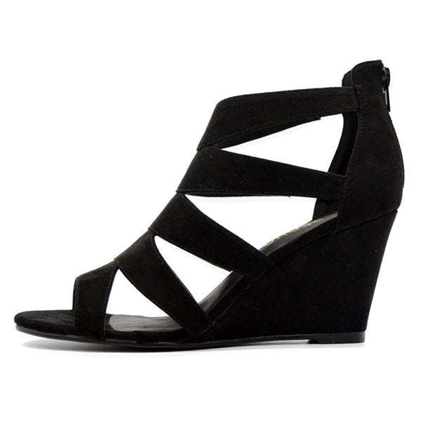 Gladiator Shoes Women Platform Wedges High Heel Sandals Rome Ladies Wedge Heels Zip Black Brown Shoes