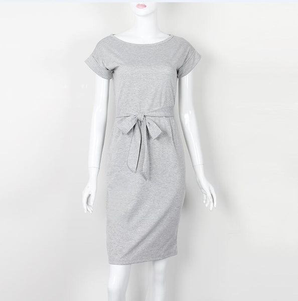 Women Dress Knee-Length Sexy Bandage Bodycon Dress Short Sleeve Casual Dresses