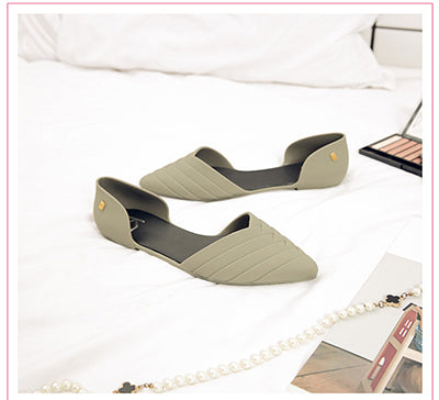 Jelly Sexy Flat Pointed Toe Waterproof Slip Shoes Sandals